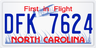 NC license plate DFK7624