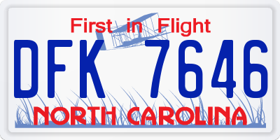 NC license plate DFK7646