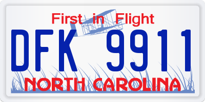 NC license plate DFK9911