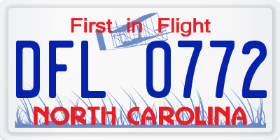 NC license plate DFL0772