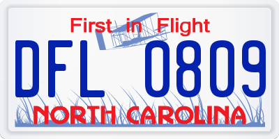 NC license plate DFL0809