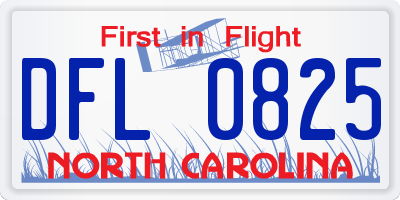 NC license plate DFL0825