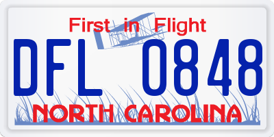 NC license plate DFL0848