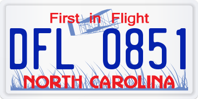 NC license plate DFL0851