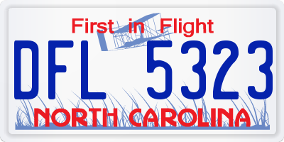 NC license plate DFL5323
