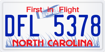 NC license plate DFL5378