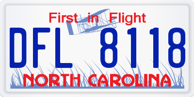 NC license plate DFL8118