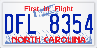 NC license plate DFL8354