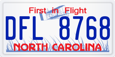 NC license plate DFL8768