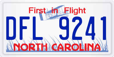 NC license plate DFL9241