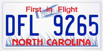 NC license plate DFL9265