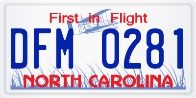NC license plate DFM0281