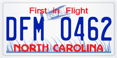NC license plate DFM0462