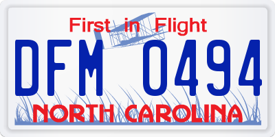 NC license plate DFM0494