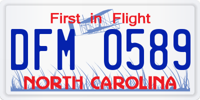 NC license plate DFM0589