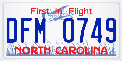 NC license plate DFM0749