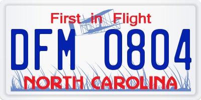 NC license plate DFM0804