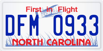 NC license plate DFM0933