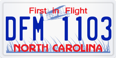 NC license plate DFM1103