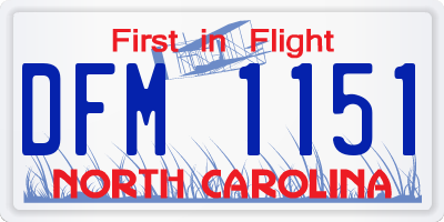 NC license plate DFM1151