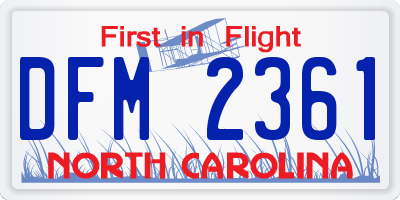 NC license plate DFM2361