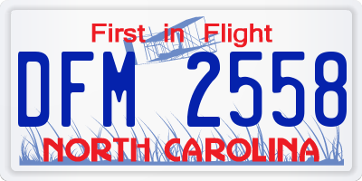 NC license plate DFM2558