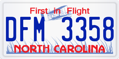 NC license plate DFM3358