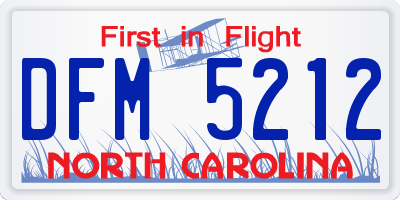 NC license plate DFM5212