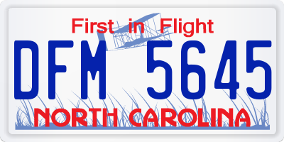 NC license plate DFM5645