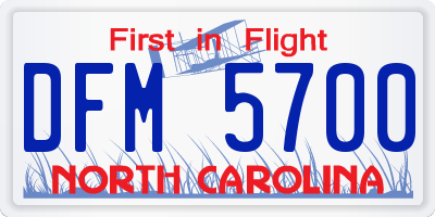 NC license plate DFM5700