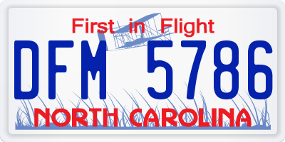 NC license plate DFM5786