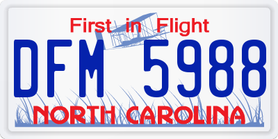 NC license plate DFM5988