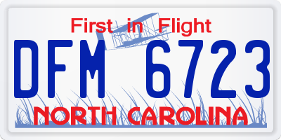 NC license plate DFM6723