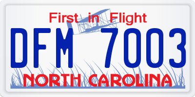 NC license plate DFM7003