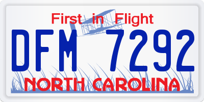 NC license plate DFM7292