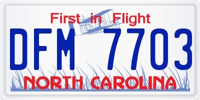 NC license plate DFM7703