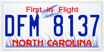 NC license plate DFM8137