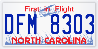 NC license plate DFM8303