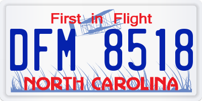 NC license plate DFM8518