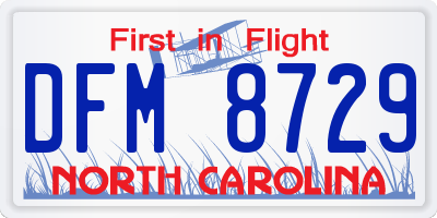 NC license plate DFM8729