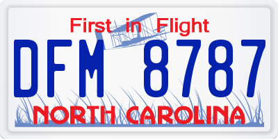 NC license plate DFM8787