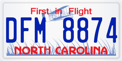 NC license plate DFM8874