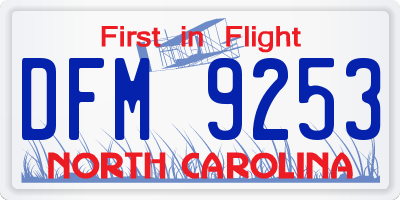 NC license plate DFM9253