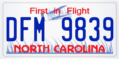 NC license plate DFM9839