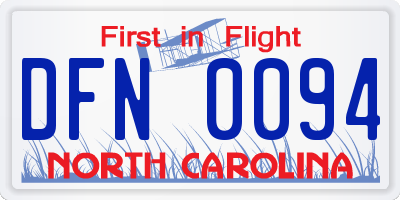 NC license plate DFN0094