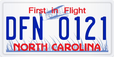 NC license plate DFN0121