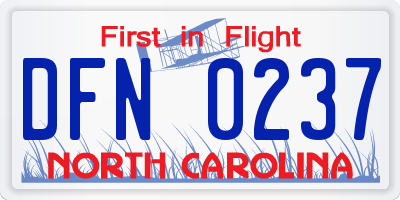 NC license plate DFN0237