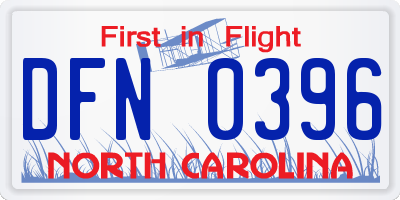 NC license plate DFN0396