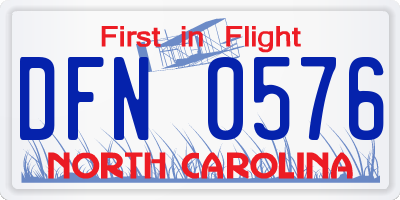 NC license plate DFN0576
