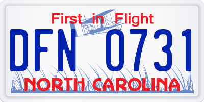 NC license plate DFN0731